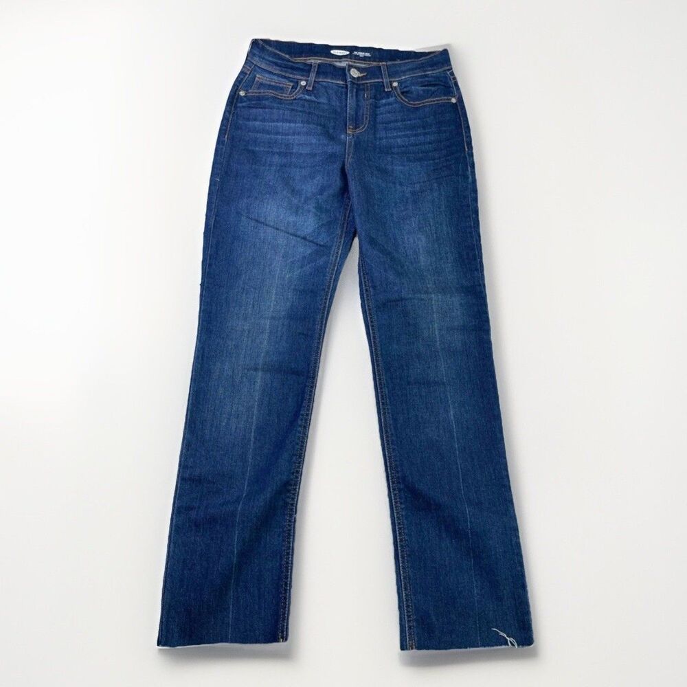 Old Navy The Power Jean Women's 2 Blue Ankle Straight Mid-Rise Dark Wash